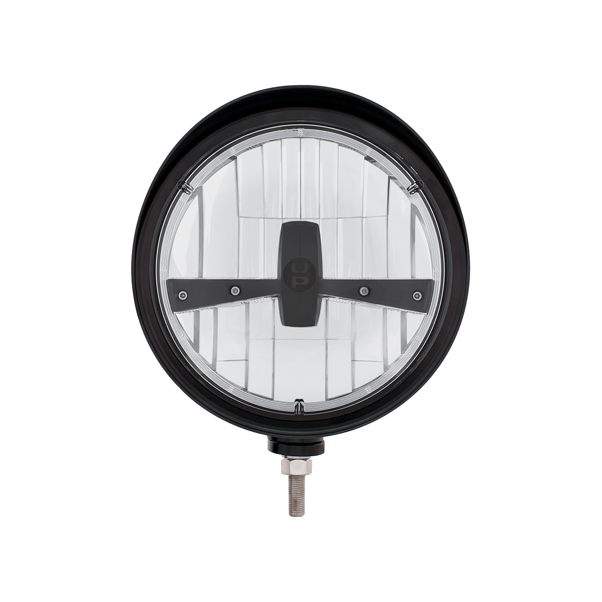 Black "Billet" Style Groove Headlight With Visor 5 LED Bulb - Blackout - Thumbnail 2