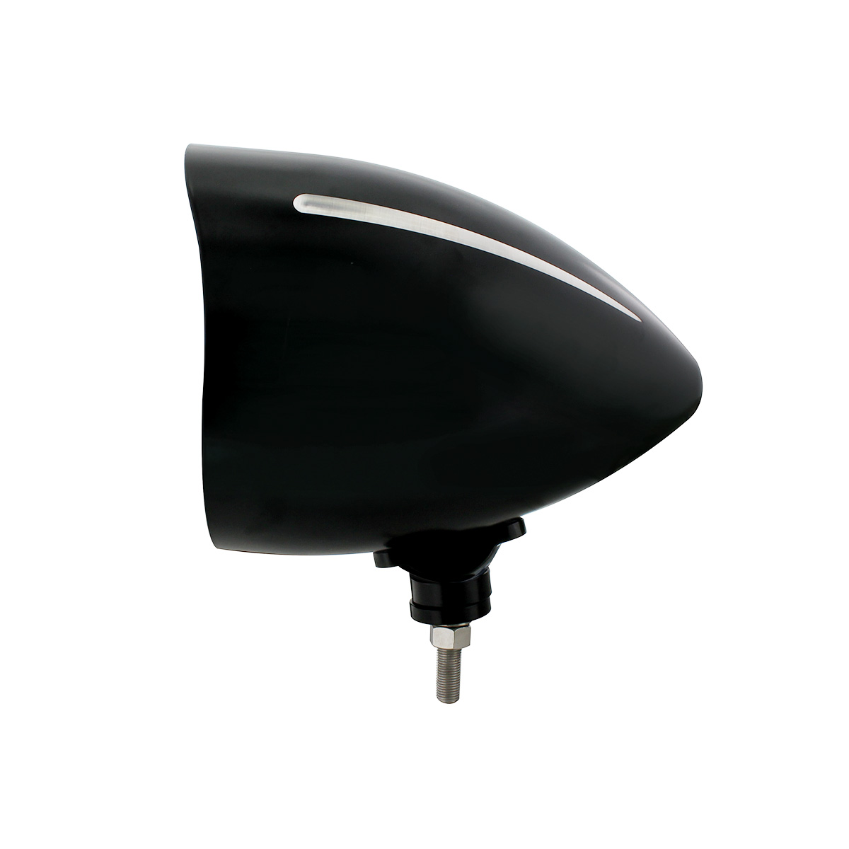 Black "Billet" Style Groove Headlight With Visor 5 LED Bulb - Blackout - Thumbnail 3