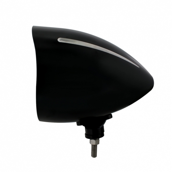 Black "Billet" Style Groove Headlight With Visor 5 LED Bulb - Chrome - Thumbnail 4