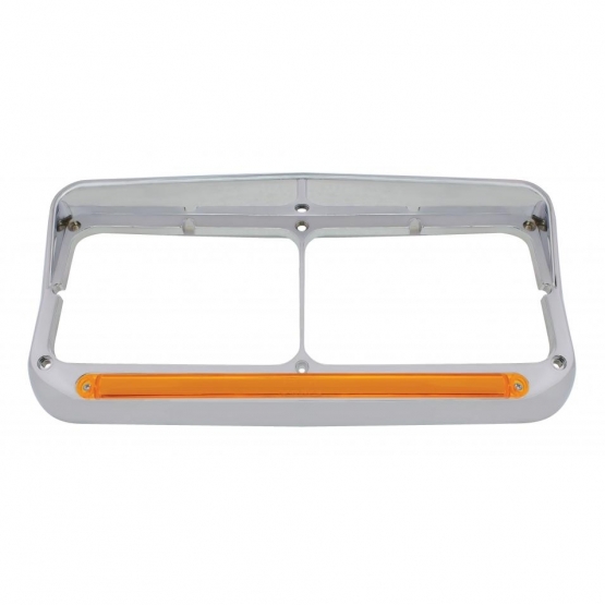 24 LED Rectangular Dual Headlight Bezel With Visor & GloLight - Amber LED/Amber Lens - Thumbnail 2