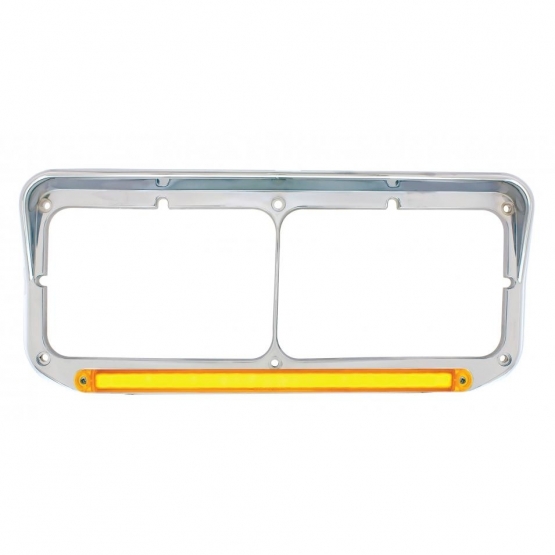 24 LED Rectangular Dual Headlight Bezel With Visor & GloLight - Amber LED/Amber Lens - Thumbnail 3