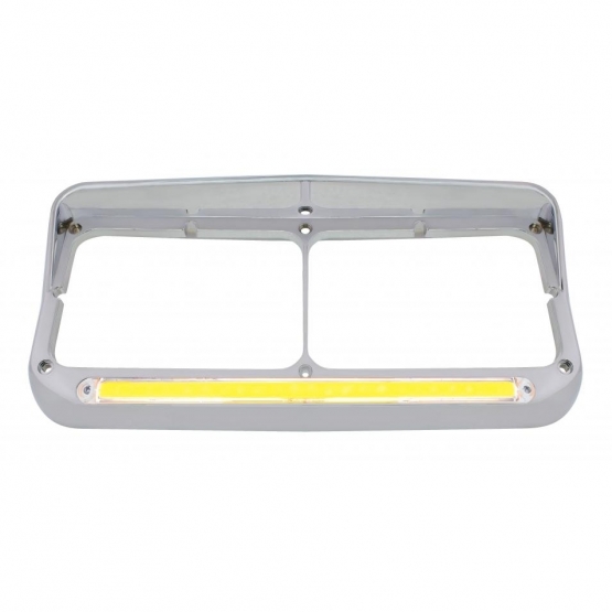24 LED Rectangular Dual Headlight Bezel With Visor & GloLight - Amber LED/Clear Lens