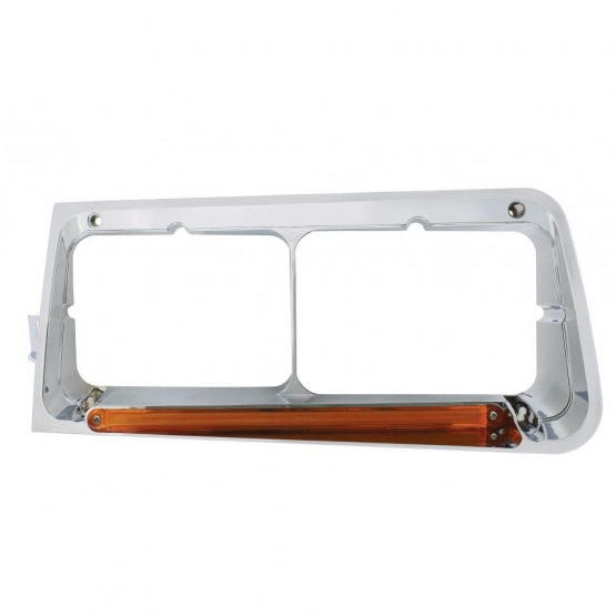 24 LED Headlight Bezel With GloLight For 1989-2009 Freightliner FLD - Driver - Amber Lens - Thumbnail 2