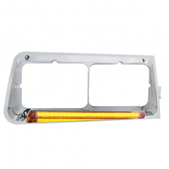 24 LED Headlight Bezel With GloLight For 1989-2009 Freightliner FLD - Passenger - Clear Lens