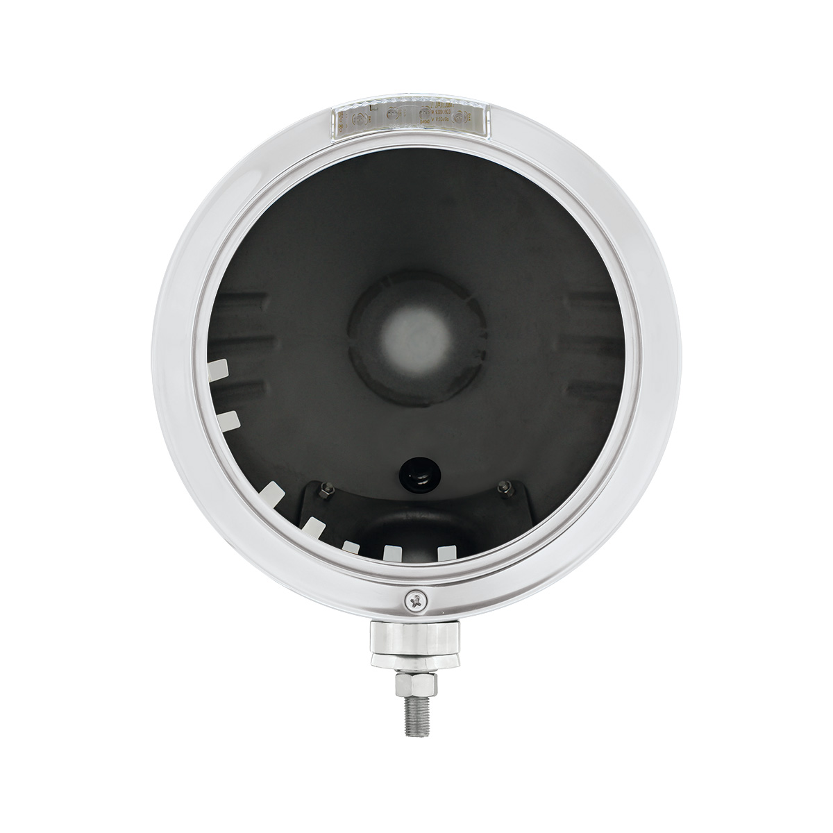 Stainless Steel Bullet Embossed Stripe Headlight No Bulb With LED Signal - Clear Lens - Thumbnail 2