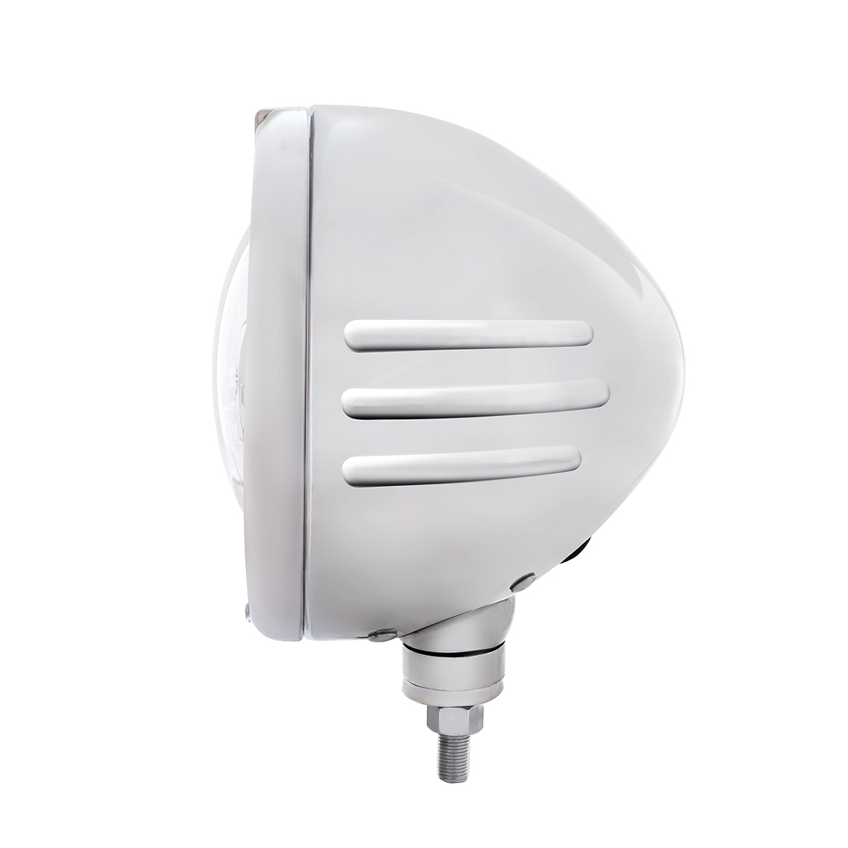 Stainless Steel Classic Embossed Stripe Headlight 5 LED Bulb & Dual Mode LED Signal-Clear Lens - Thumbnail 2