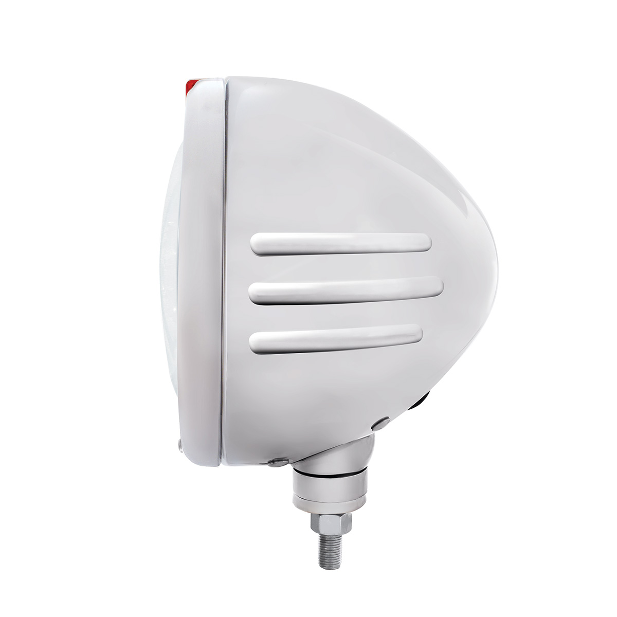 Stainless Steel Classic Embossed Stripe Headlight 11 LED Bulb & Dual Mode LED Signal - Amber Lens - Thumbnail 2