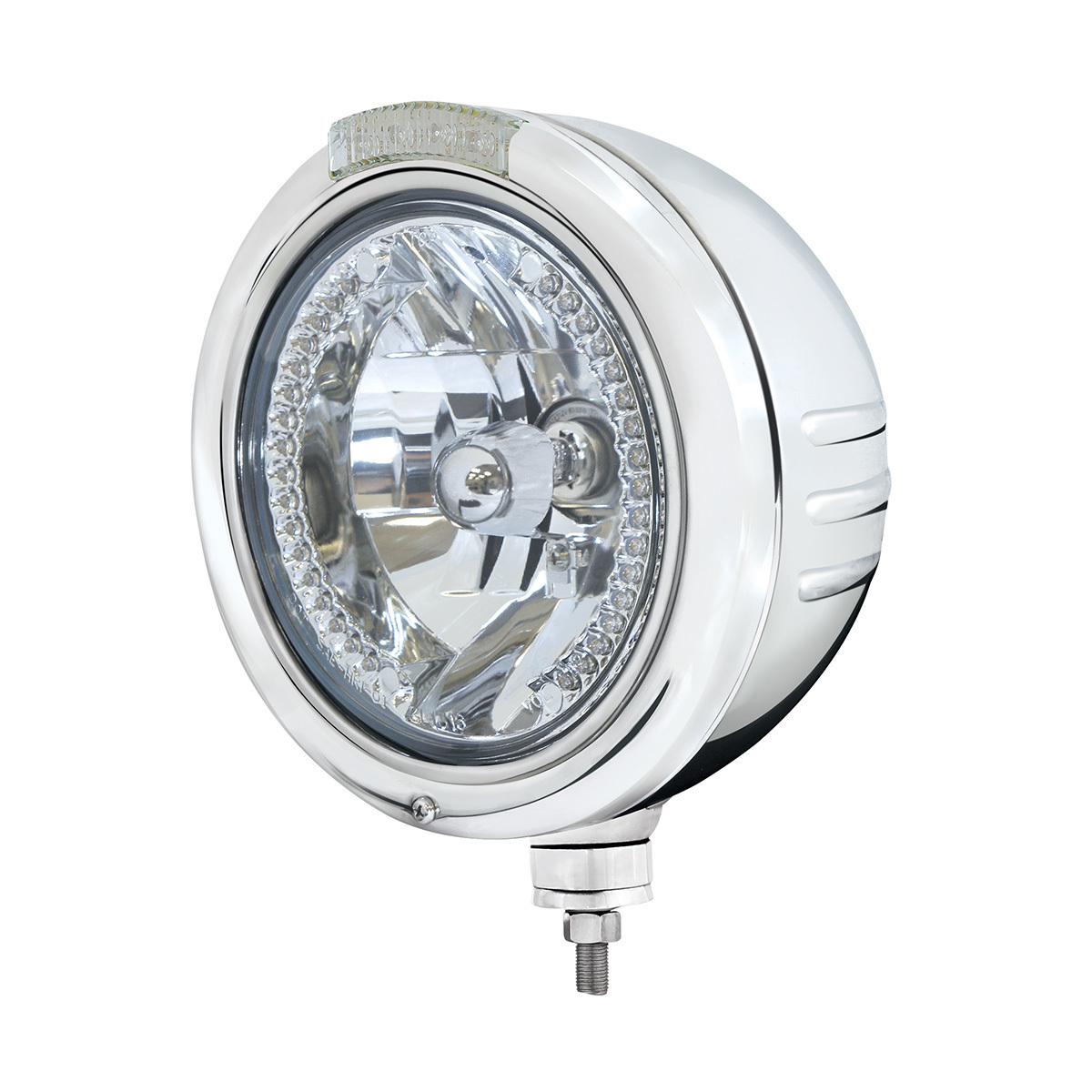 SS Classic Embossed Stripe Headlight H4 With White LED & Dual Mode LED Signal -Clear Lens - Thumbnail 3
