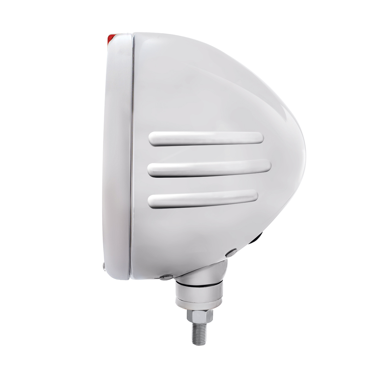 SS Classic Embossed Stripe Headlight H4 With 6 Amber LED & Dual Mode LED Signal -Amber Lens - Thumbnail 2