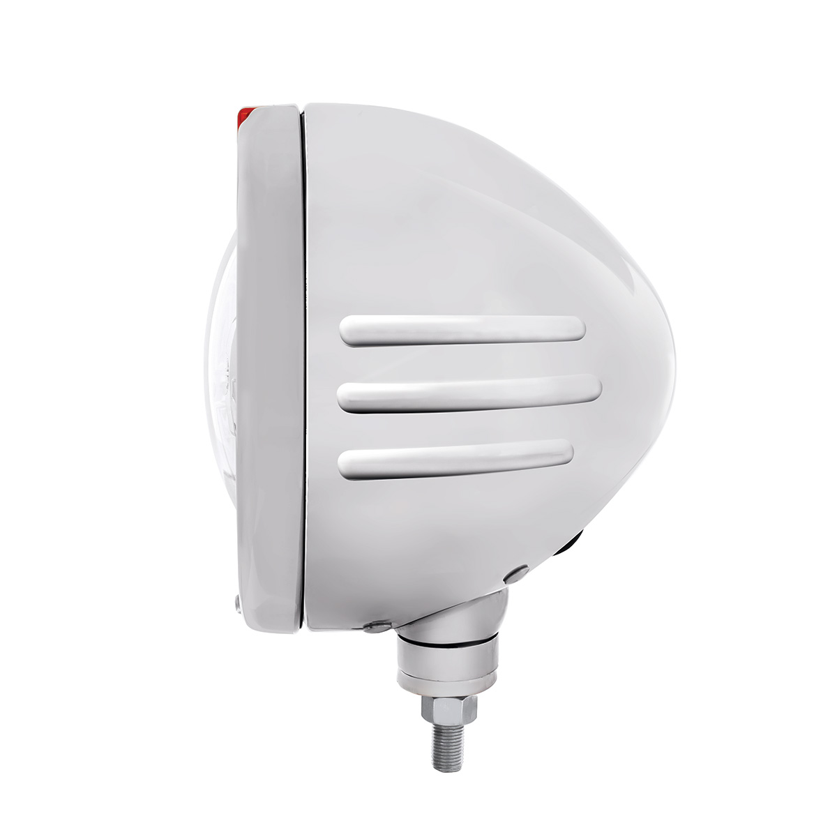 Stainless Steel Bullet Embossed Stripe Headlight 5 LED Bulb & Dual Mode LED Signal - Amber Lens - Thumbnail 2