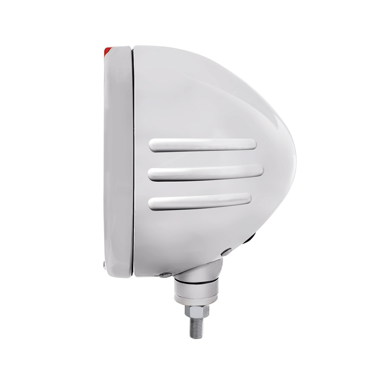 Stainless Steel Bullet Embossed Stripe Headlight 6014 & Dual Mode LED Signal - Amber Lens - Thumbnail 2