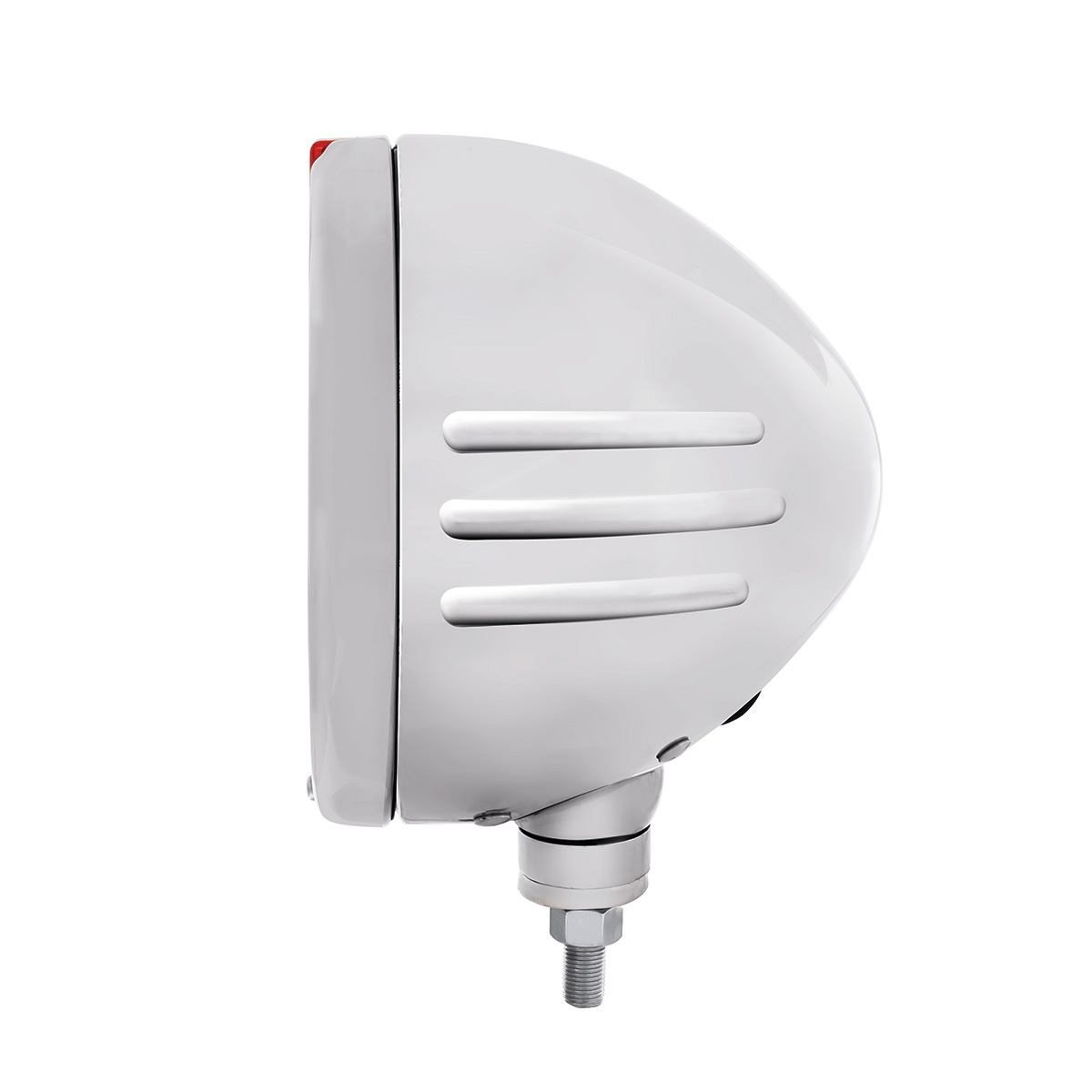 Stainless Steel Bullet Embossed Stripe Headlight H4 With Amber LED & Dual Mode LED Signal - Amber Lens - Thumbnail 2