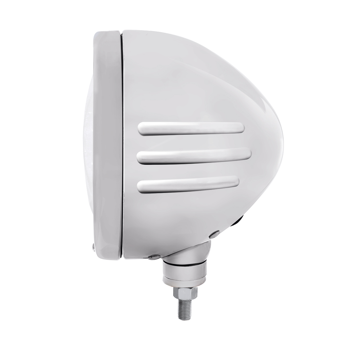 Stainless Bullet Embossed Stripe Headlight Housing With 11 LED Crystal 7" Round Headlight - Thumbnail 2