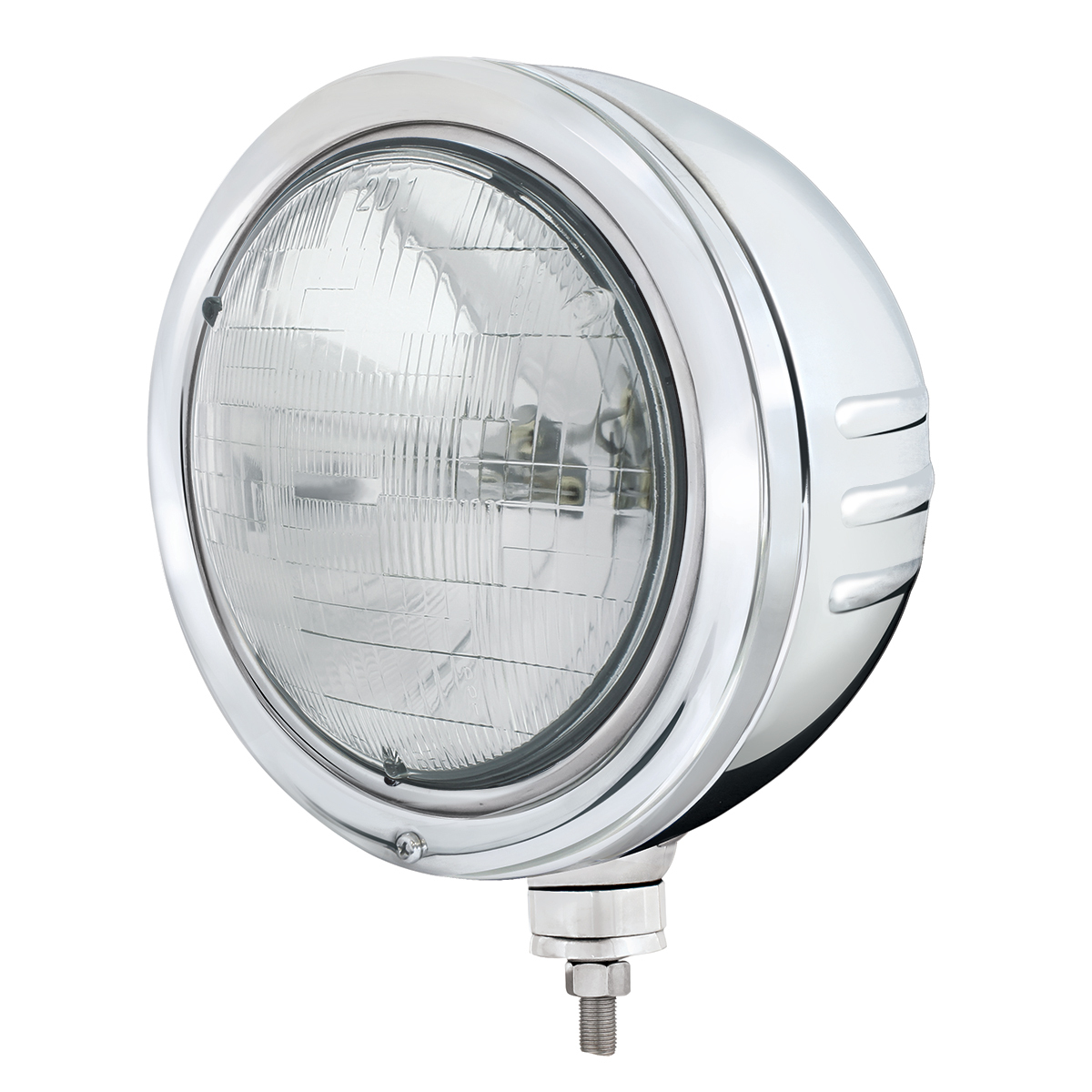 Stainless Bullet Embossed Stripe Headlight Housing With H6024 Halogen Headlight - Thumbnail 3