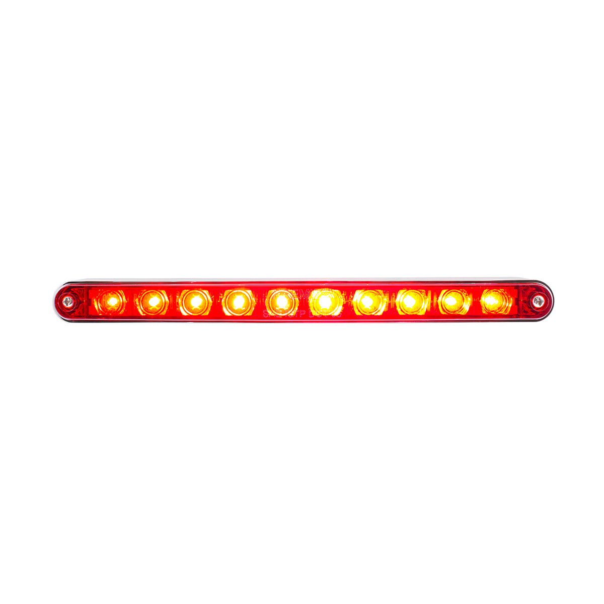 10 LED 9" Split Turn Function Light Bar With Bezel - Red LED/Red Lens - Thumbnail 4