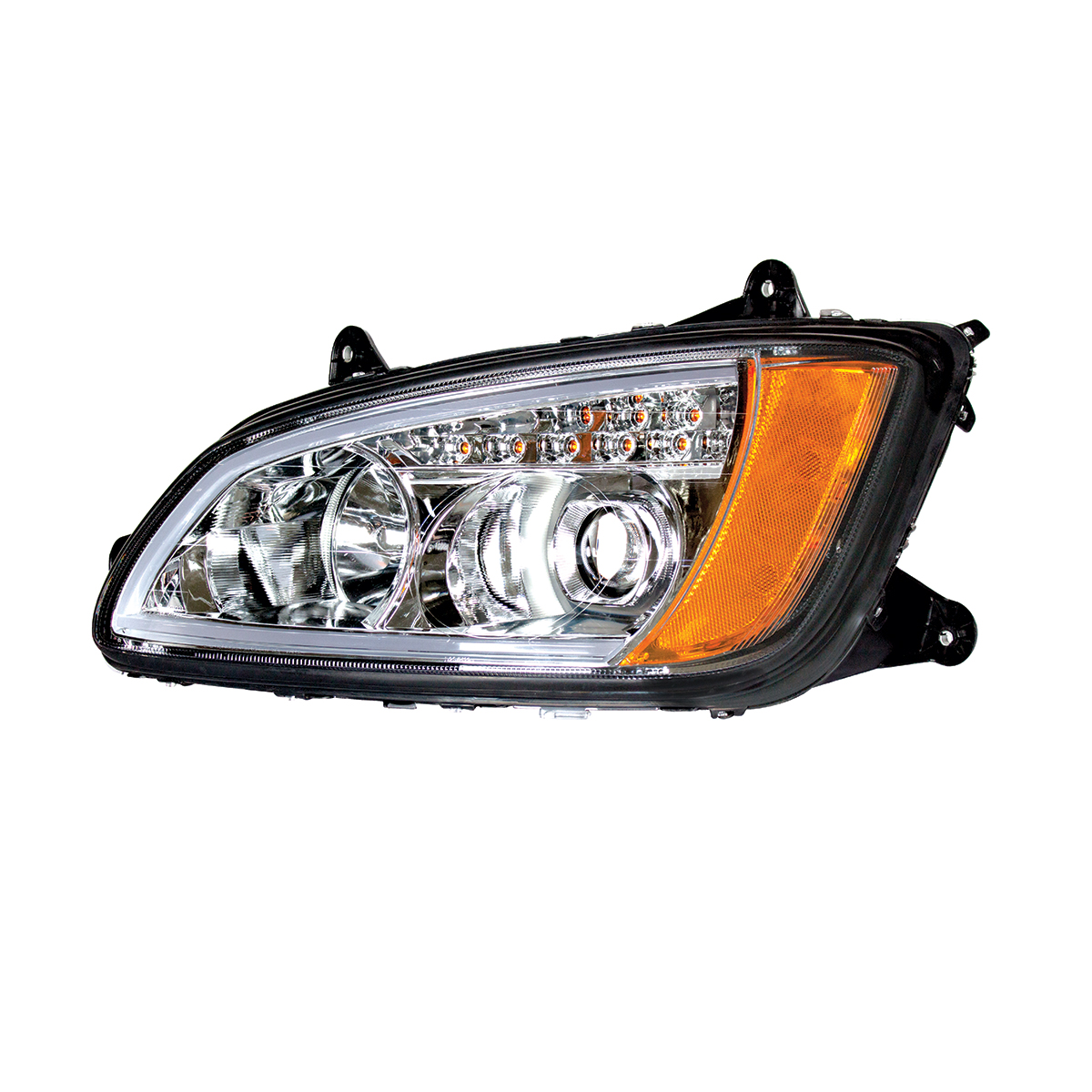 Chrome Projection Headlight With LED Turn Signal & Position Light For 2008-2017 Kenworth T660 - Driver - Thumbnail 4