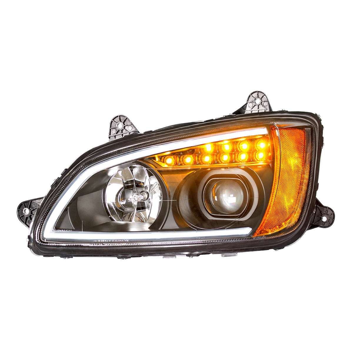 Blackout Projection Headlight With LED Turn Signal & Position Light For 2008-2017 Kenworth T660 - Driver - Thumbnail 7