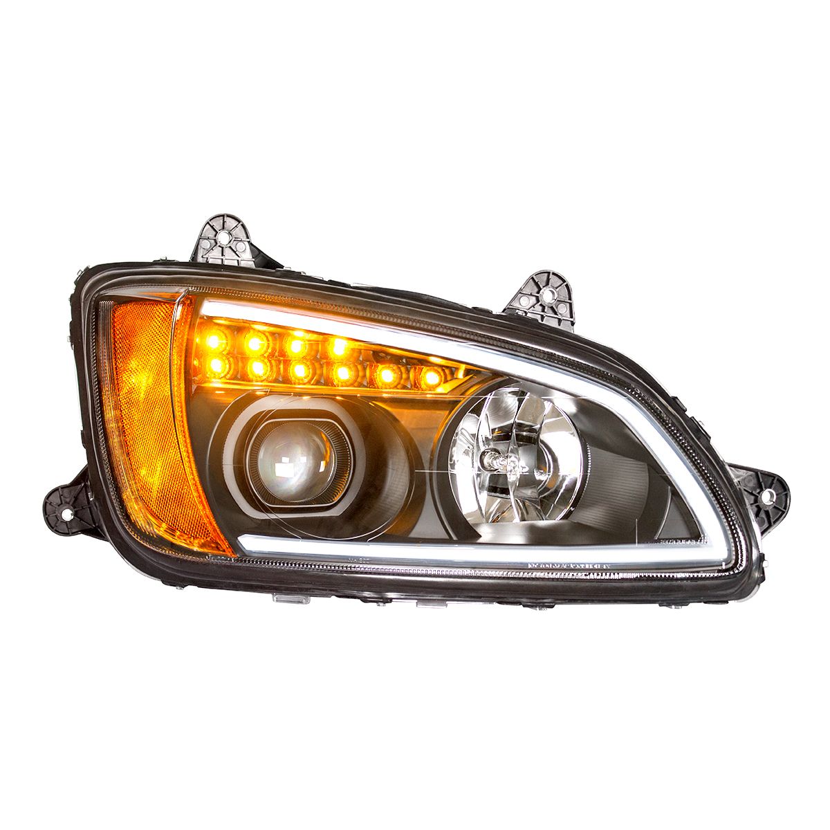 Blackout Projection Headlight With LED Turn Signal & Position Light For 2008-2017 Kenworth T660 - Passenger
