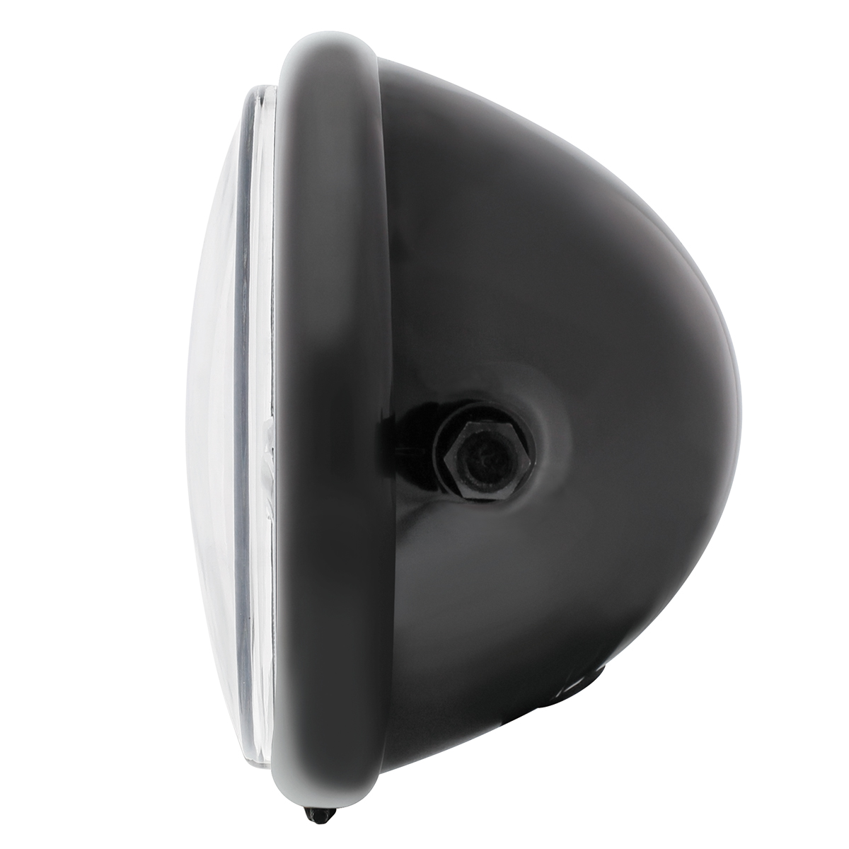 Black 5-3/4" Motorcycle Headlight 9 LED Bulb With Amber LED Light Bar - Side Mount - Thumbnail 3