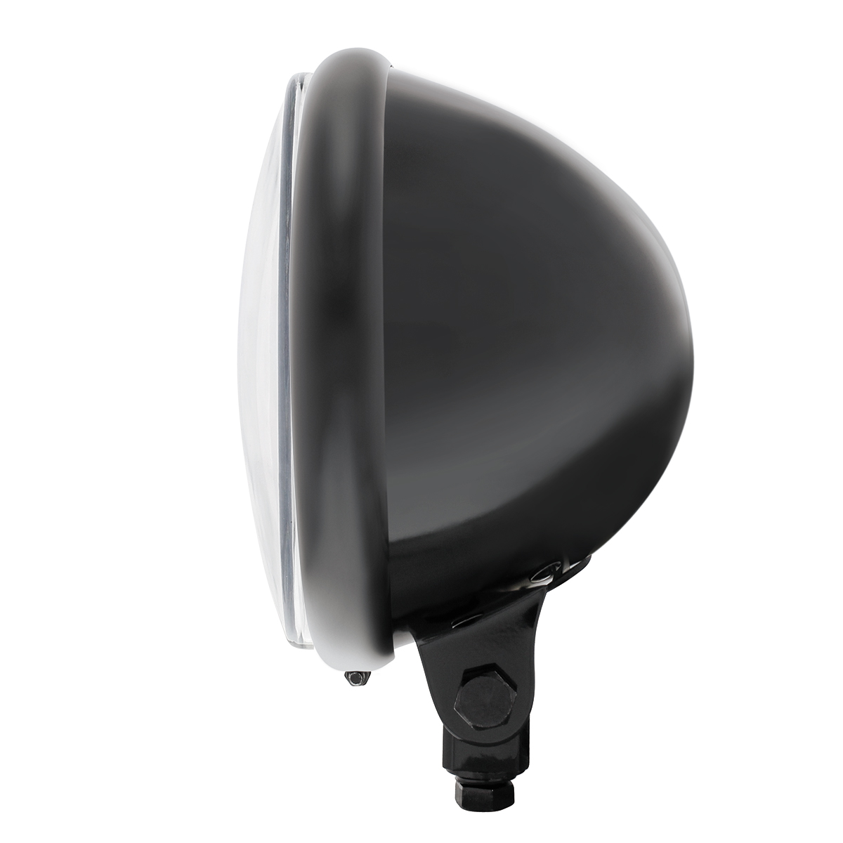 Black 5-3/4" Motorcycle Headlight 8 LED Blackout Bulb With Black Bar - Bottom Mount - Thumbnail 3