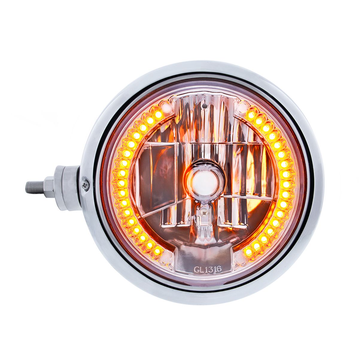 Chrome Guide 682-C Style Headlight Assembly W/Crystal Lens & 34 LEDs Position Light - L/H (Horizontal Mount)
