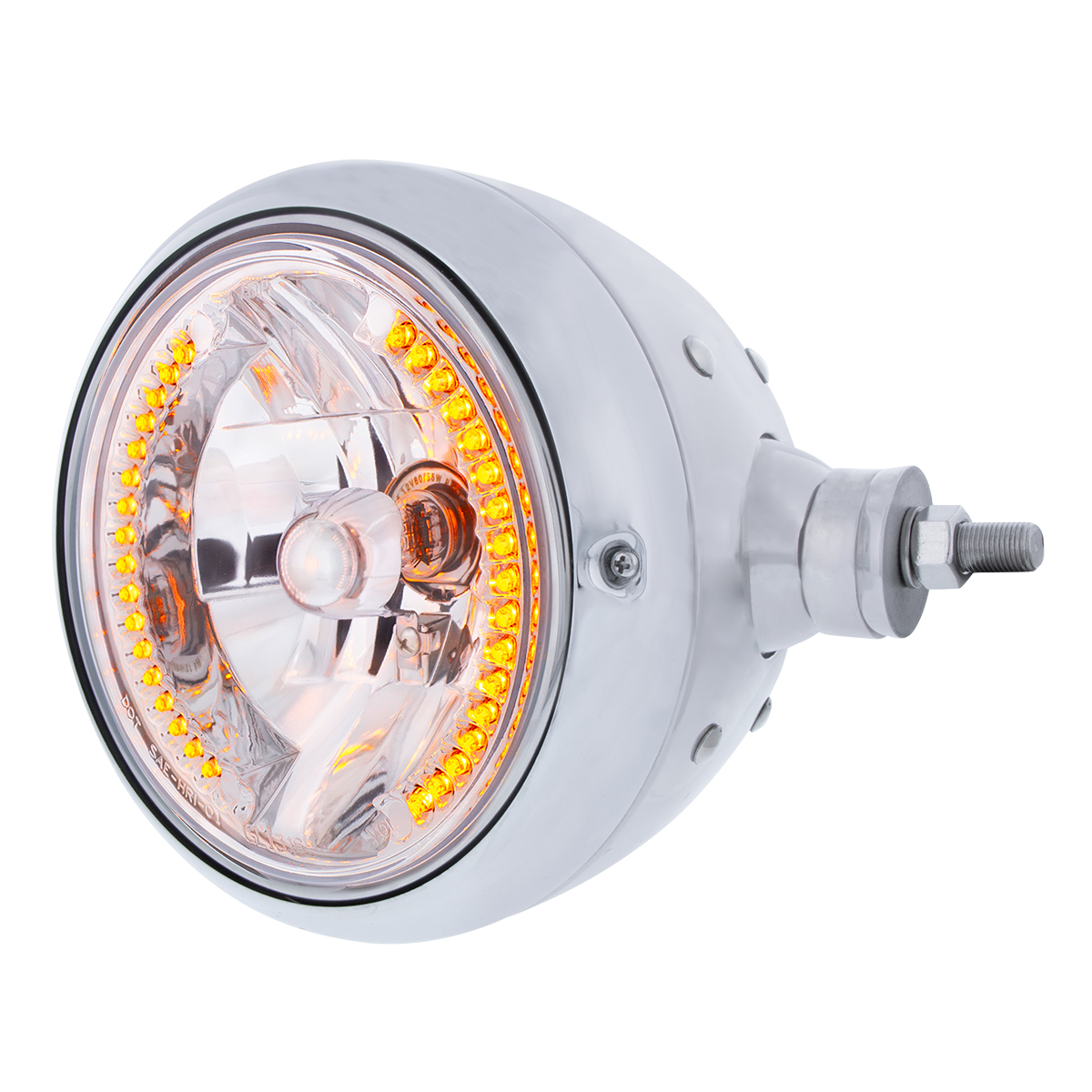Chrome Guide 682-C Style Headlight Assembly W/Crystal Lens & 34 LEDs Position Light - R/H (Horizontal Mount) - Thumbnail 3