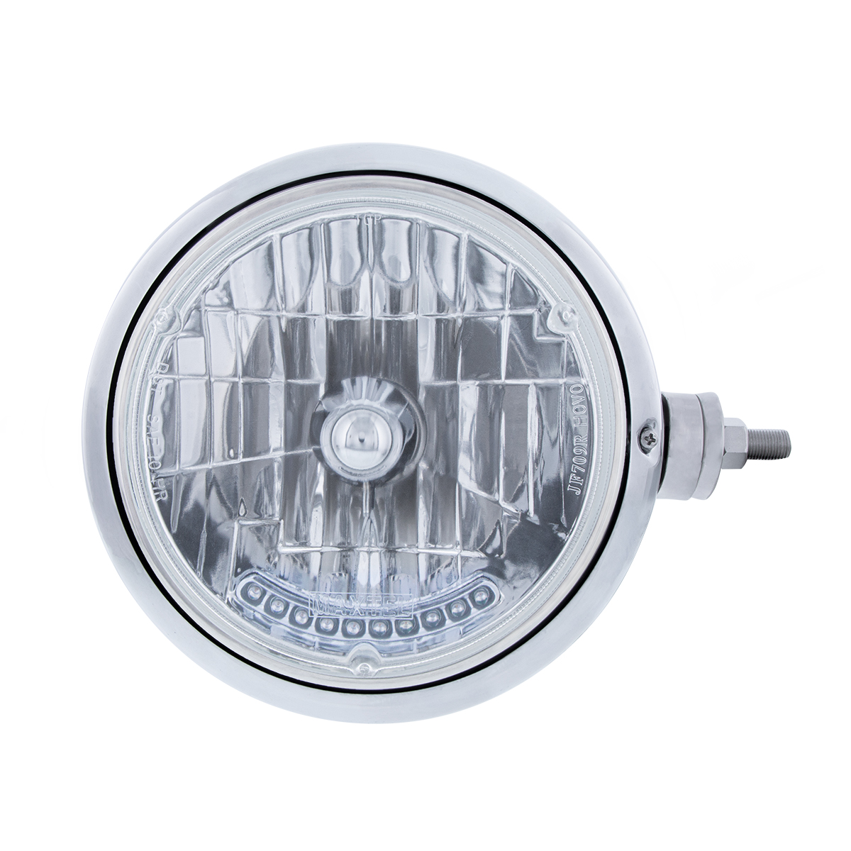 Chrome Guide 682-C Style Headlight Assembly W/Crystal Lens & 10 LEDs Position Light - R/H (Horizontal Mount) - Thumbnail 2