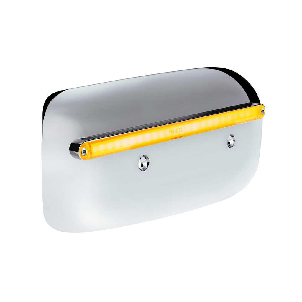 24 LED GloLight Rear Headlight Housing Cover For 2008-2023 Peterbilt 389 (Driver)- Amber LED/Lens - Thumbnail 3