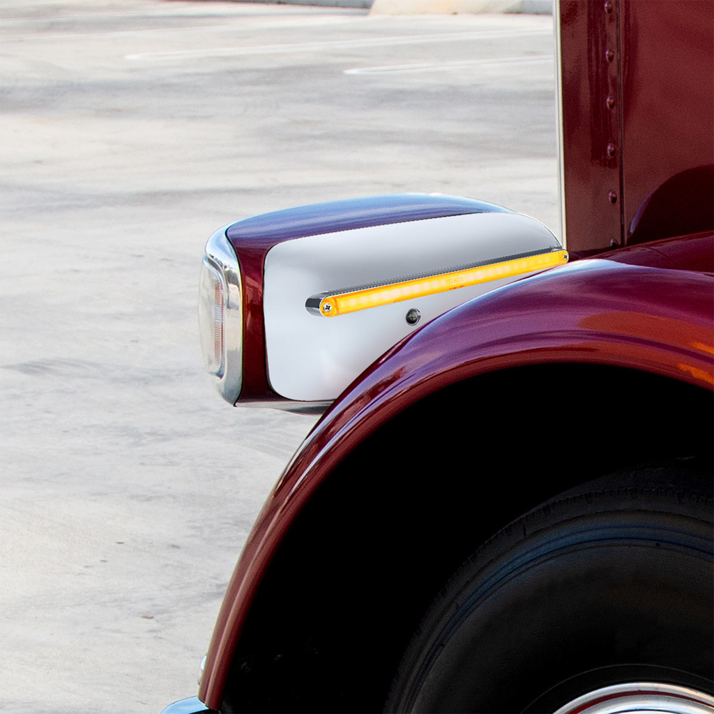 24 LED GloLight Rear Headlight Housing Cover For 2008-2023 Peterbilt 389 (Driver)- Amber LED/Lens - Thumbnail 5