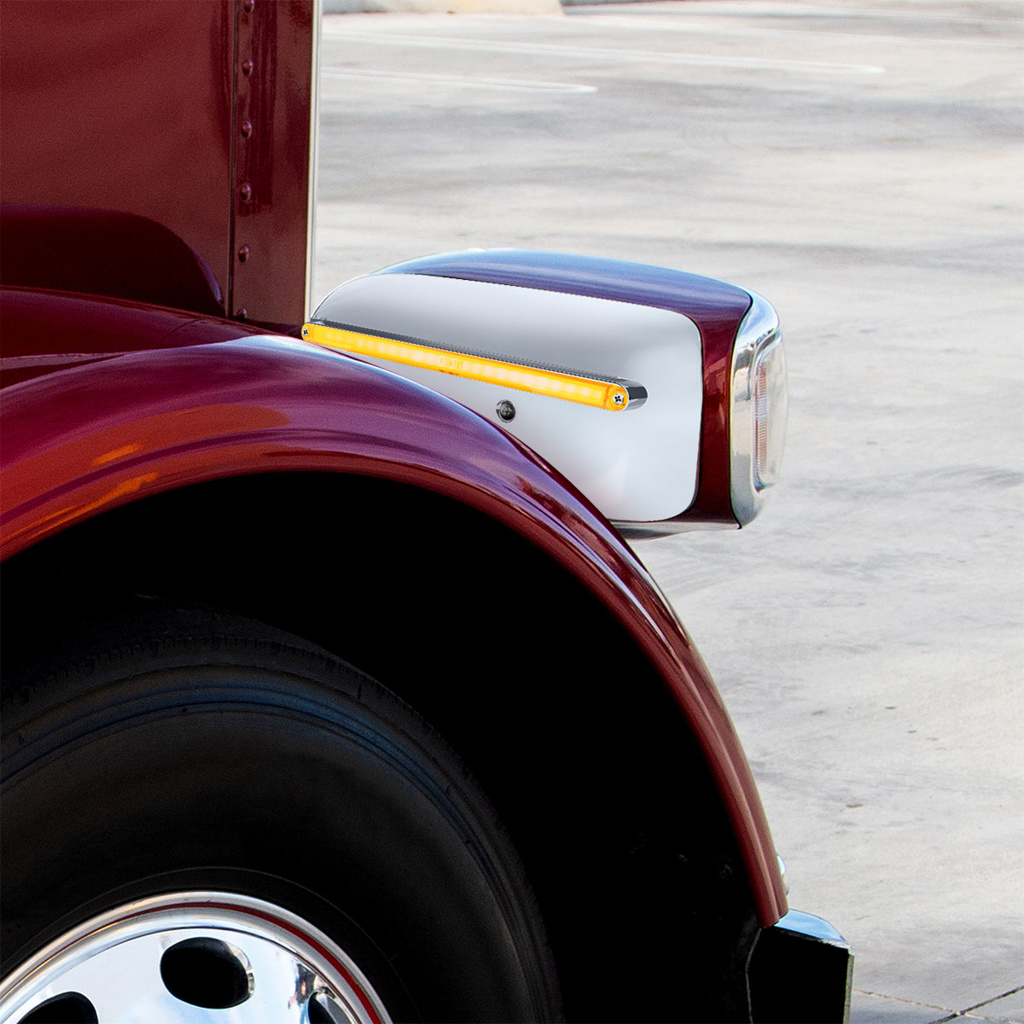 24 LED GloLight Rear Headlight Housing Cover For 2008-2023 Peterbilt 389 (Passenger)- Amber LED/Lens - Thumbnail 5