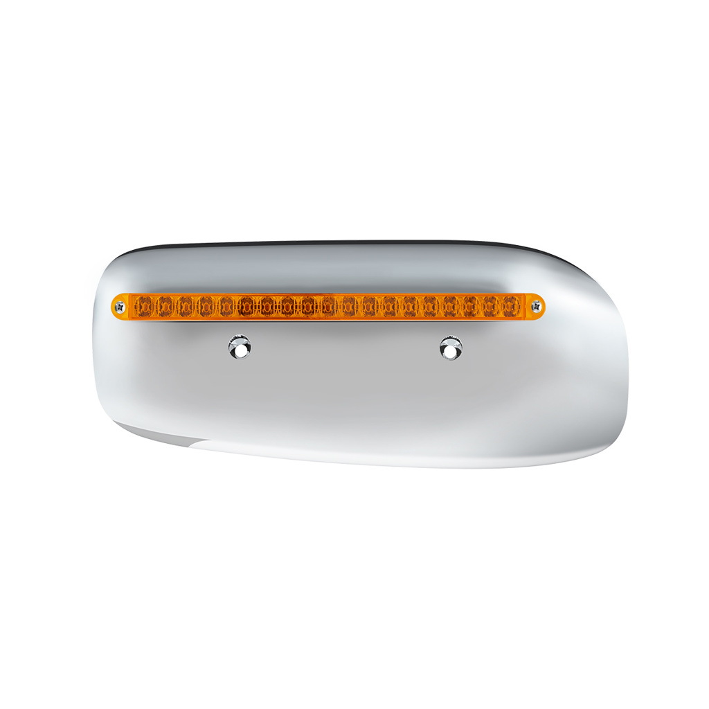 19 LED Rear Headlight Housing Cover For 2008-2023 Peterbilt 389 (Driver)-Amber LED/Lens - Thumbnail 2