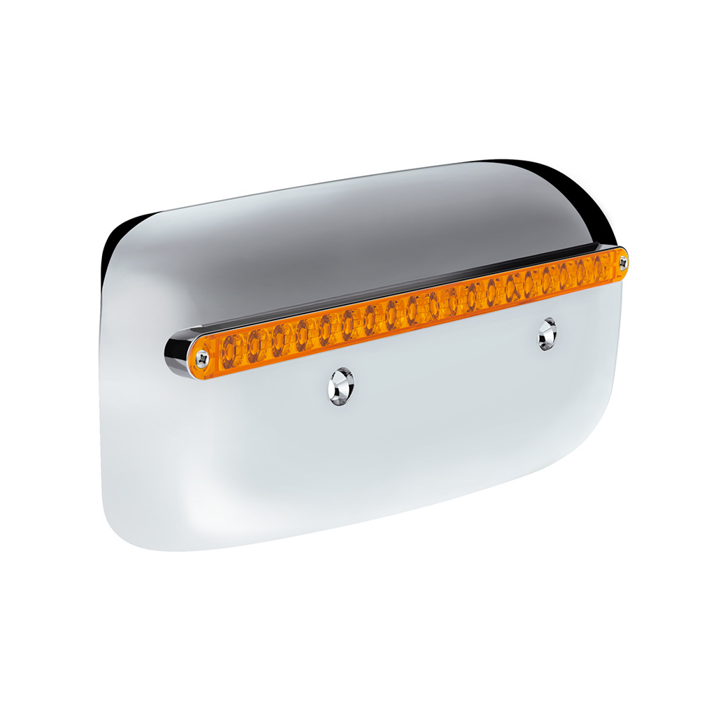 19 LED Rear Headlight Housing Cover For 2008-2023 Peterbilt 389 (Driver)-Amber LED/Lens - Thumbnail 4