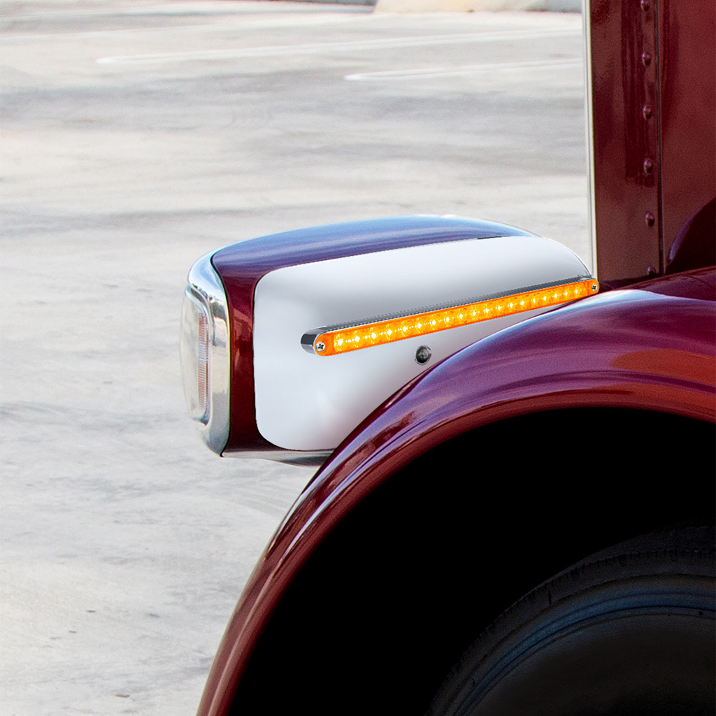 19 LED Rear Headlight Housing Cover For 2008-2023 Peterbilt 389 (Driver)-Amber LED/Lens - Thumbnail 5