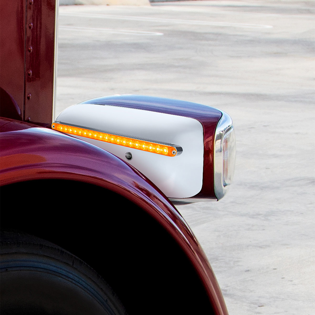 19 LED Rear Headlight Housing Cover For 2008-2023 Peterbilt 389 (Passenger)-Amber LED/Lens - Thumbnail 5