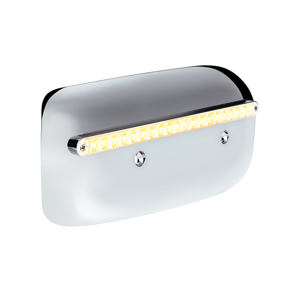 19 LED Rear Headlight Housing Cover For 2008-2023 Peterbilt 389 (Driver)-Amber LED/Clear Lens - Thumbnail 3