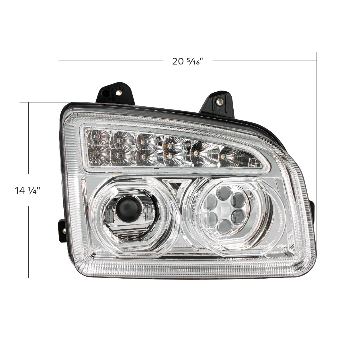 Chrome 11 LED Headlight For 2015-2024 Kenworth T880-Passenger - Thumbnail 8