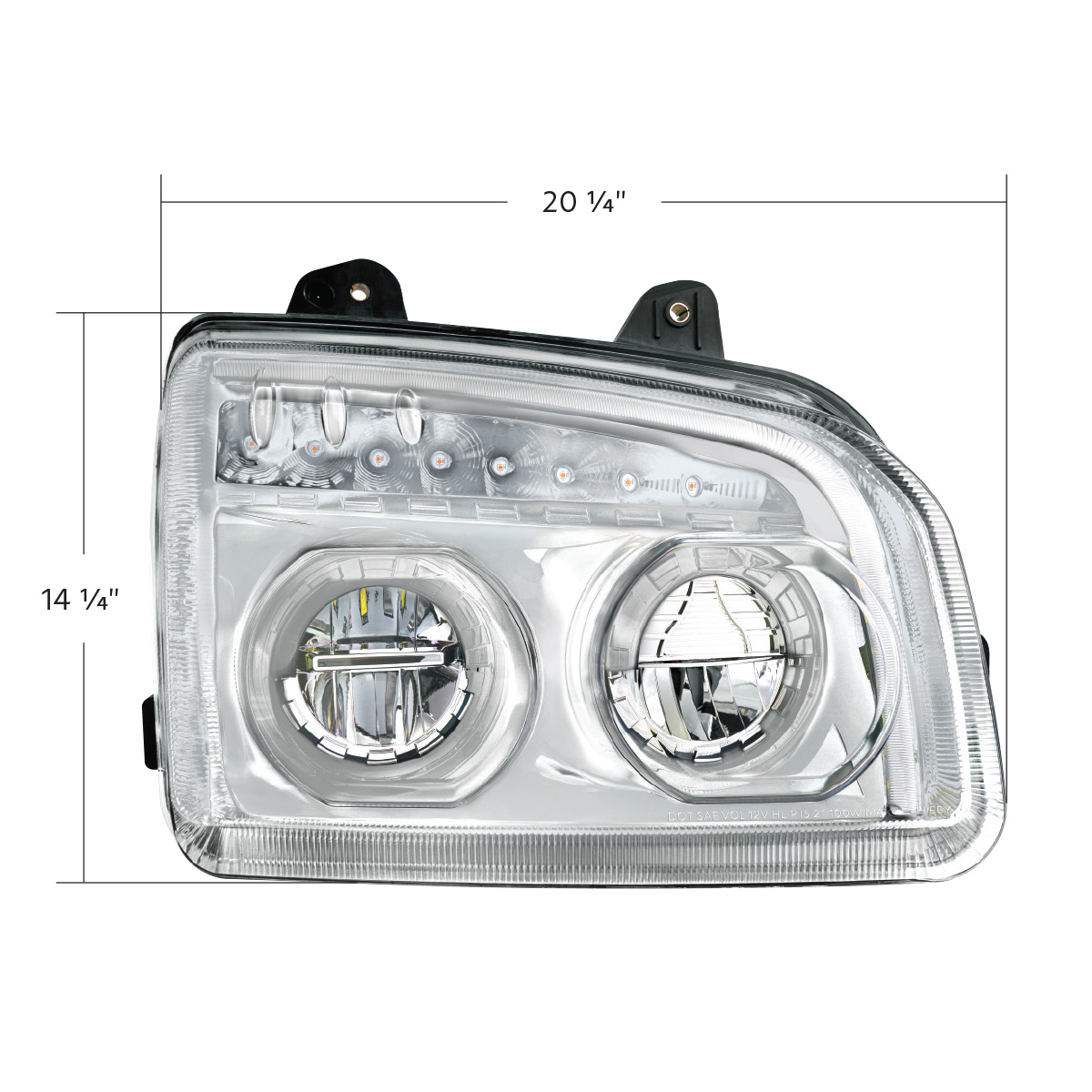 High Power LED Chrome Headlight With LED Turn Signal & Light Bar For 2015-2025 Kenworth T880-Passenger - Thumbnail 12