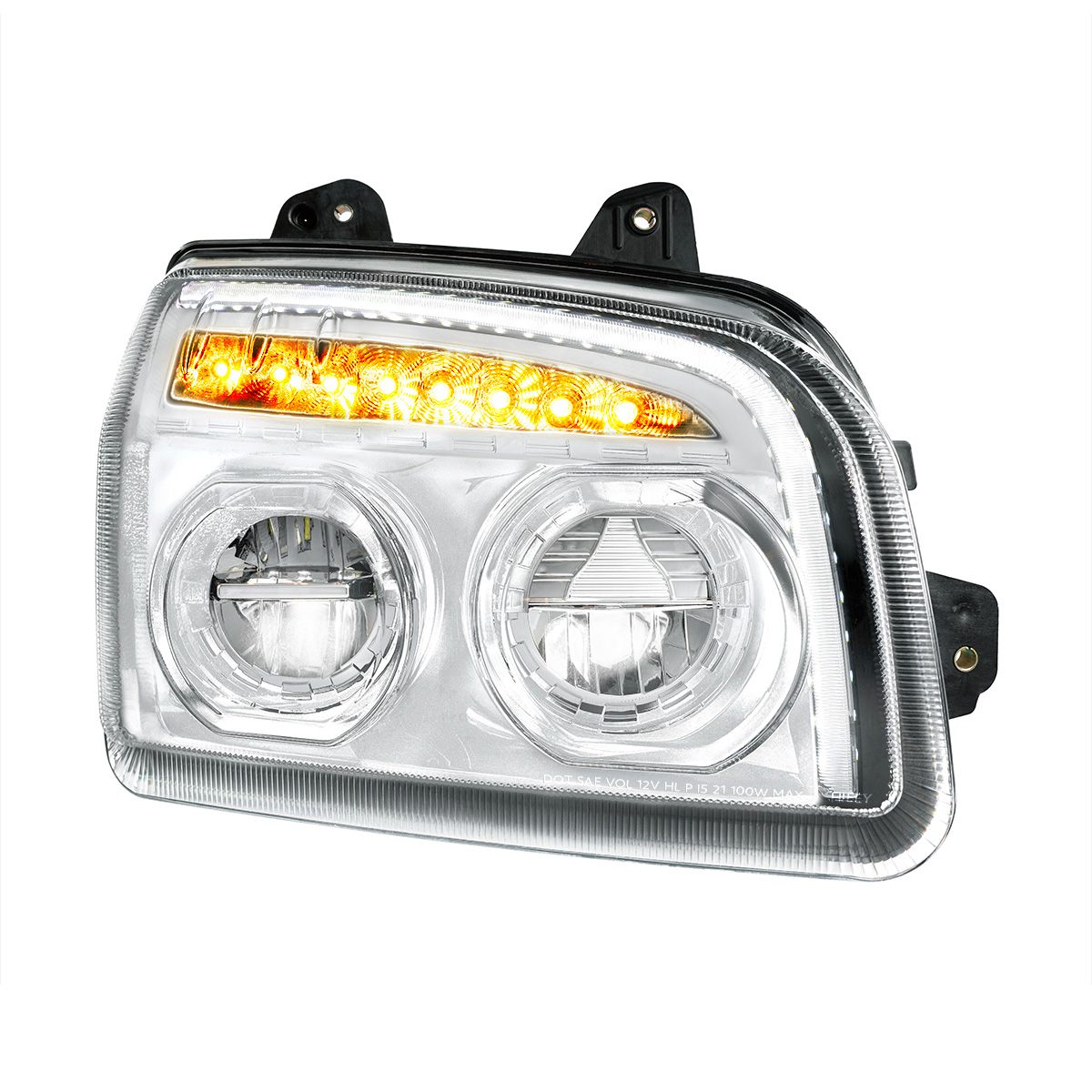High Power LED Chrome Headlight With LED Turn Signal & Light Bar For 2015-2025 Kenworth T880-Passenger - Thumbnail 5