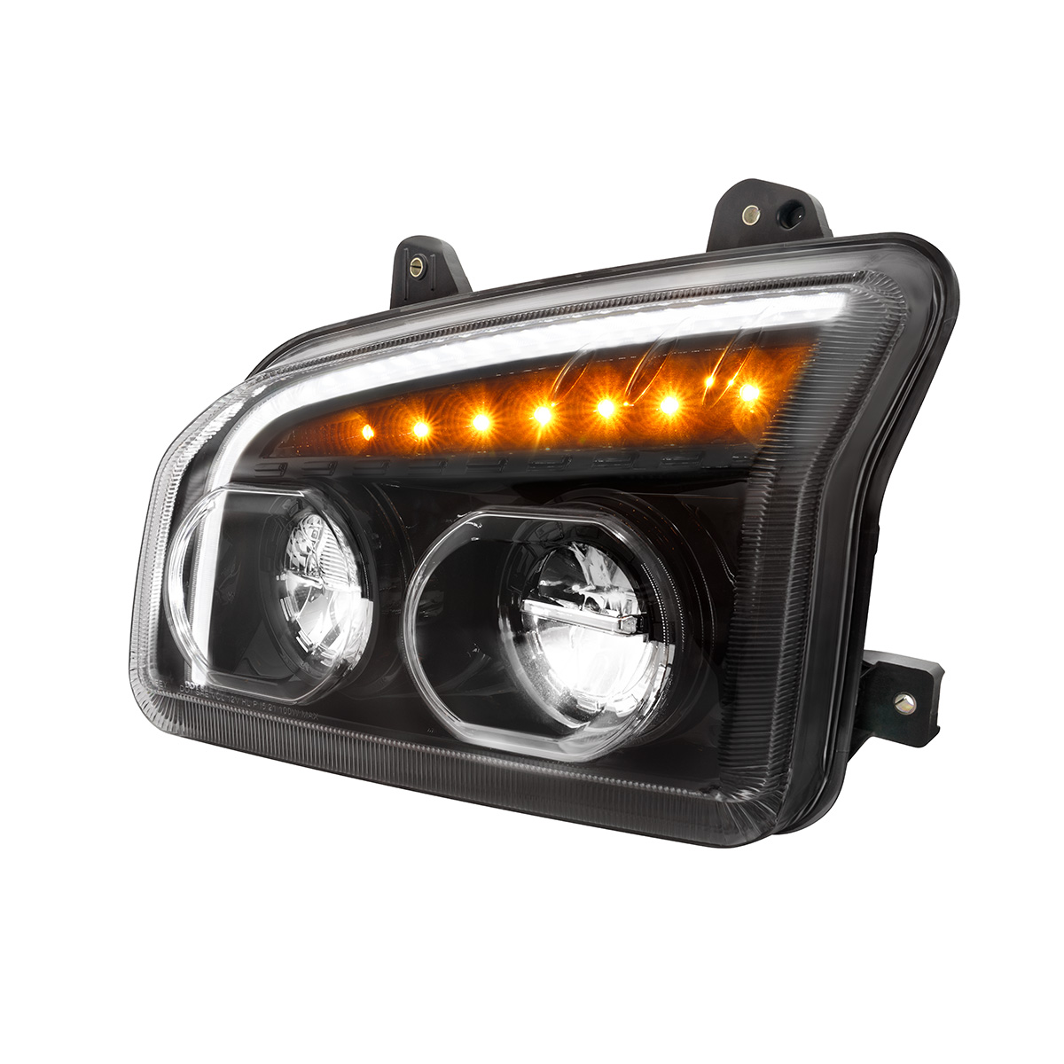 High Power LED Blackout Headlight With LED Turn Signal & Light Bar For 2015-2025 Kenworth T880-Driver - Thumbnail 3
