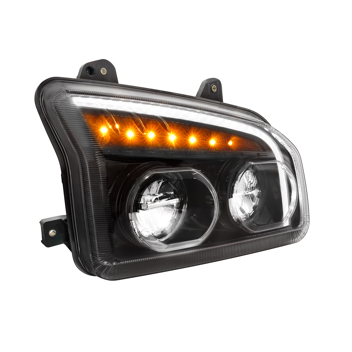 High Power LED Blackout Headlight With LED Turn Signal & Light Bar For 2015-2025 Kenworth T880-Passenger - Thumbnail 3