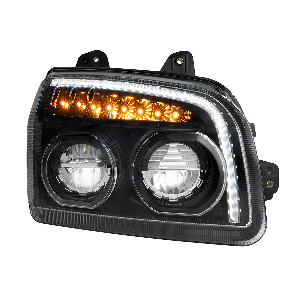 High Power LED Blackout Headlight With LED Turn Signal & Light Bar For 2015-2025 Kenworth T880-Passenger - Thumbnail 4