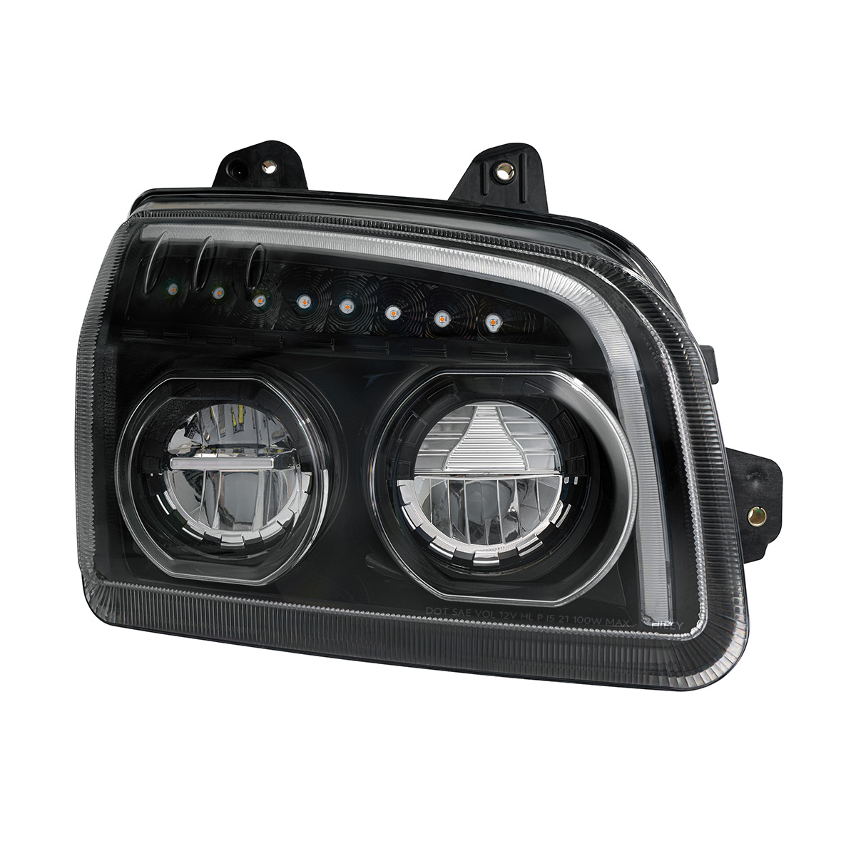 High Power LED Blackout Headlight With LED Turn Signal & Light Bar For 2015-2025 Kenworth T880-Passenger - Thumbnail 5