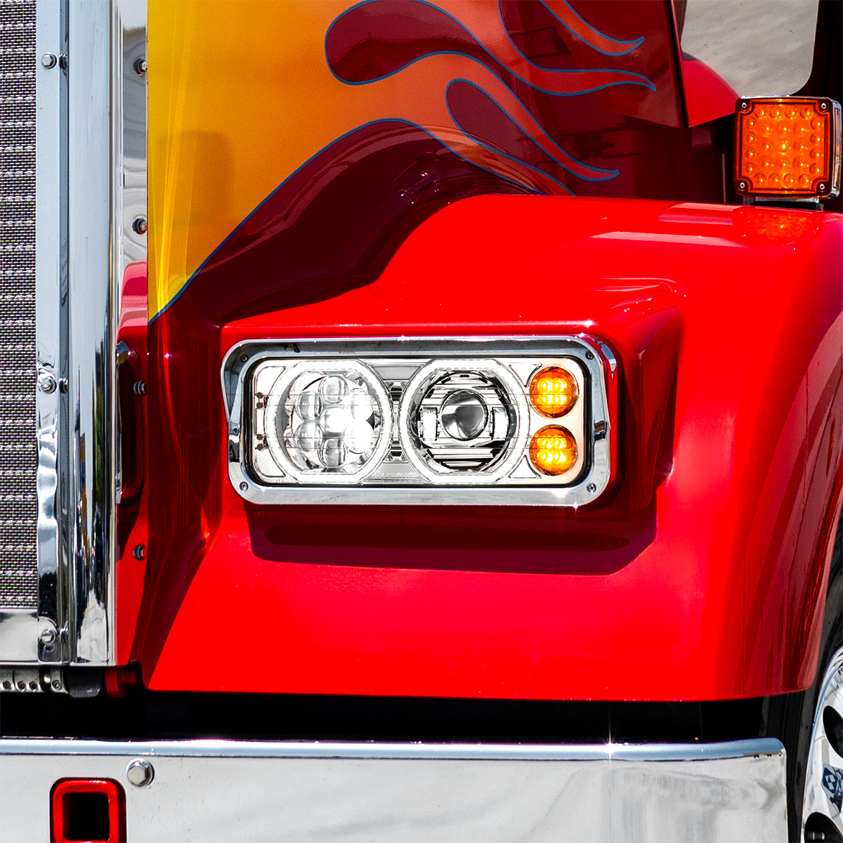 Chrome High Power Heated 10 LED Headlight With LED Turn & DRL-Passenger - Thumbnail 10