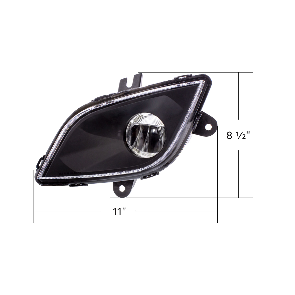 Black High Power LED Fog Light For 2018-2024 Freightliner Cascadia - Driver - Thumbnail 6