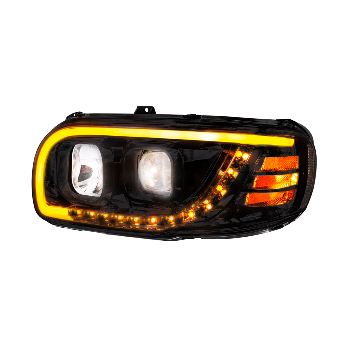 Blackout Projection Headlight With LED Turn Signal & Light Bar For 2008-2024 Peterbilt 389-Driver - Thumbnail 2