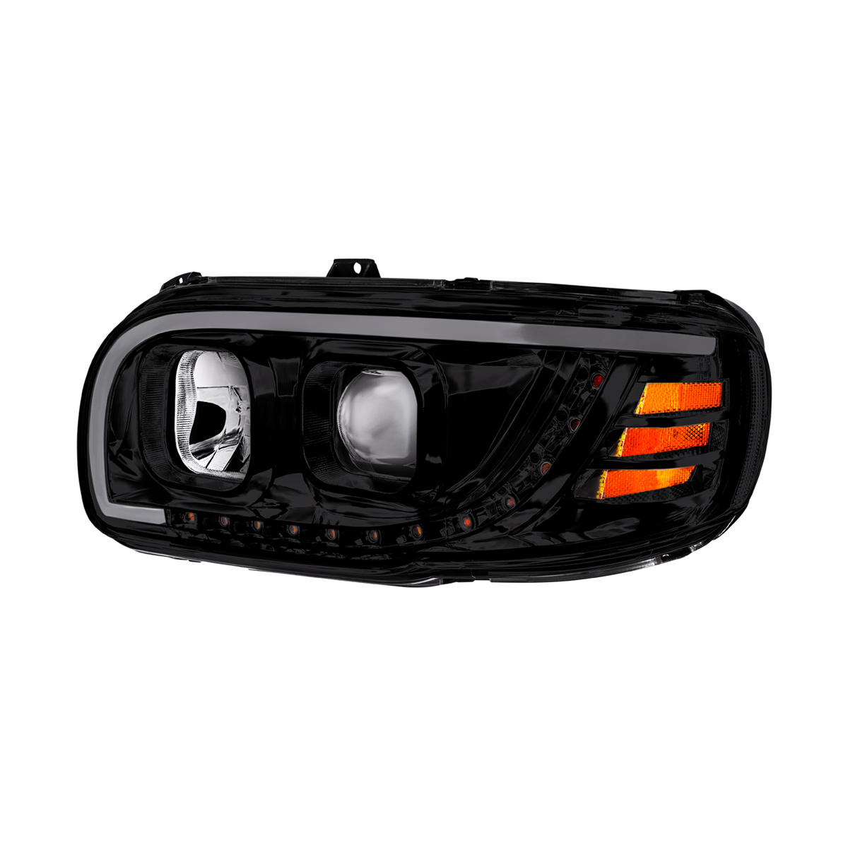 Blackout Projection Headlight With LED Turn Signal & Light Bar For 2008-2024 Peterbilt 389-Driver - Thumbnail 3