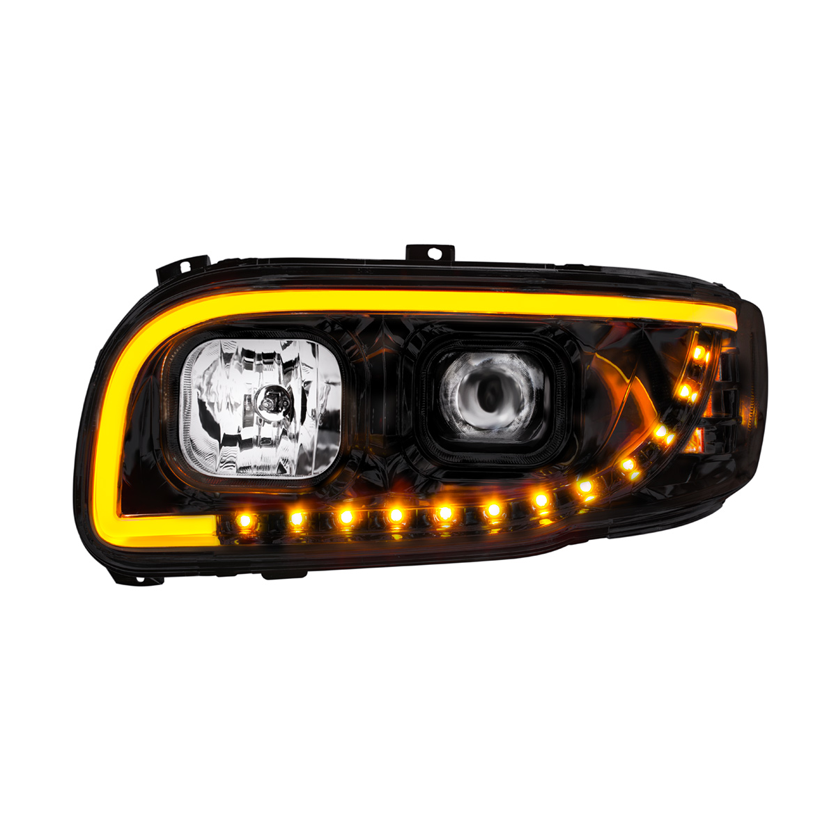 Blackout Projection Headlight With LED Turn Signal & Light Bar For 2008-2024 Peterbilt 389-Driver - Thumbnail 4