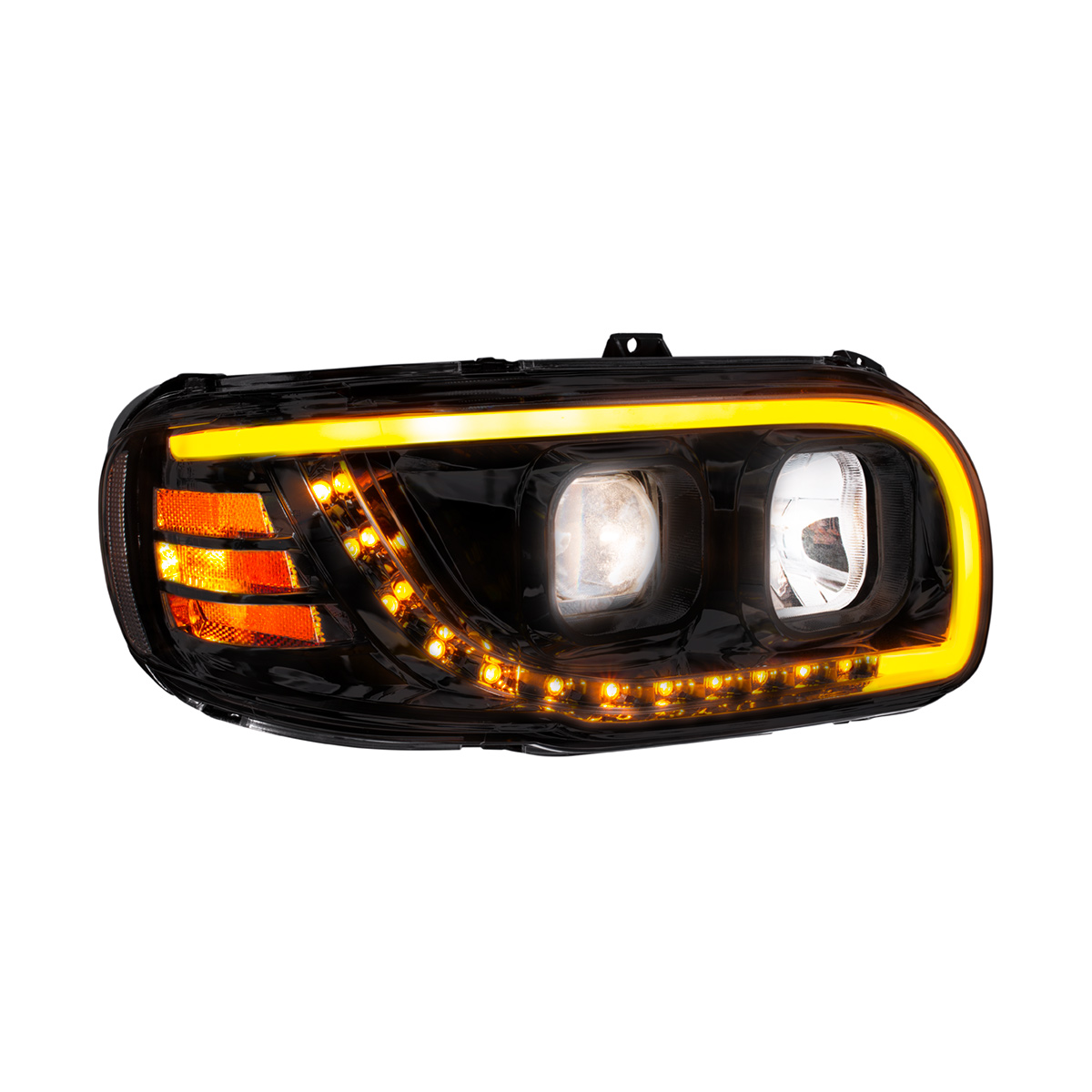 Blackout Projection Headlight With LED Turn Signal & Light Bar For 2008-2024 Peterbilt 389-Passenger - Thumbnail 2