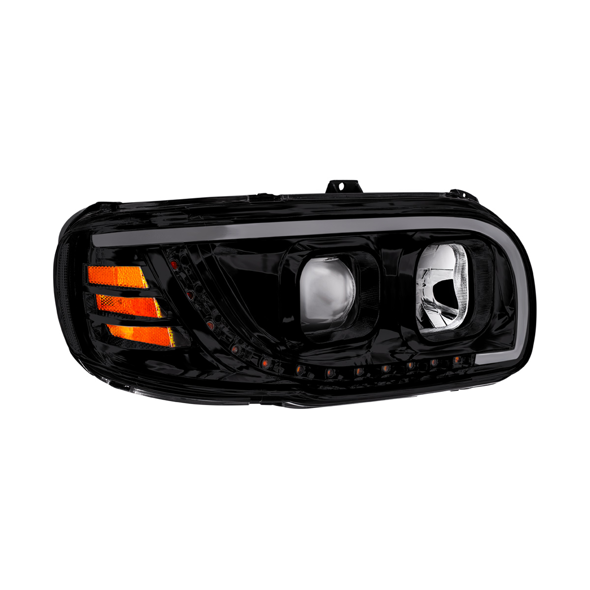 Blackout Projection Headlight With LED Turn Signal & Light Bar For 2008-2024 Peterbilt 389-Passenger - Thumbnail 3