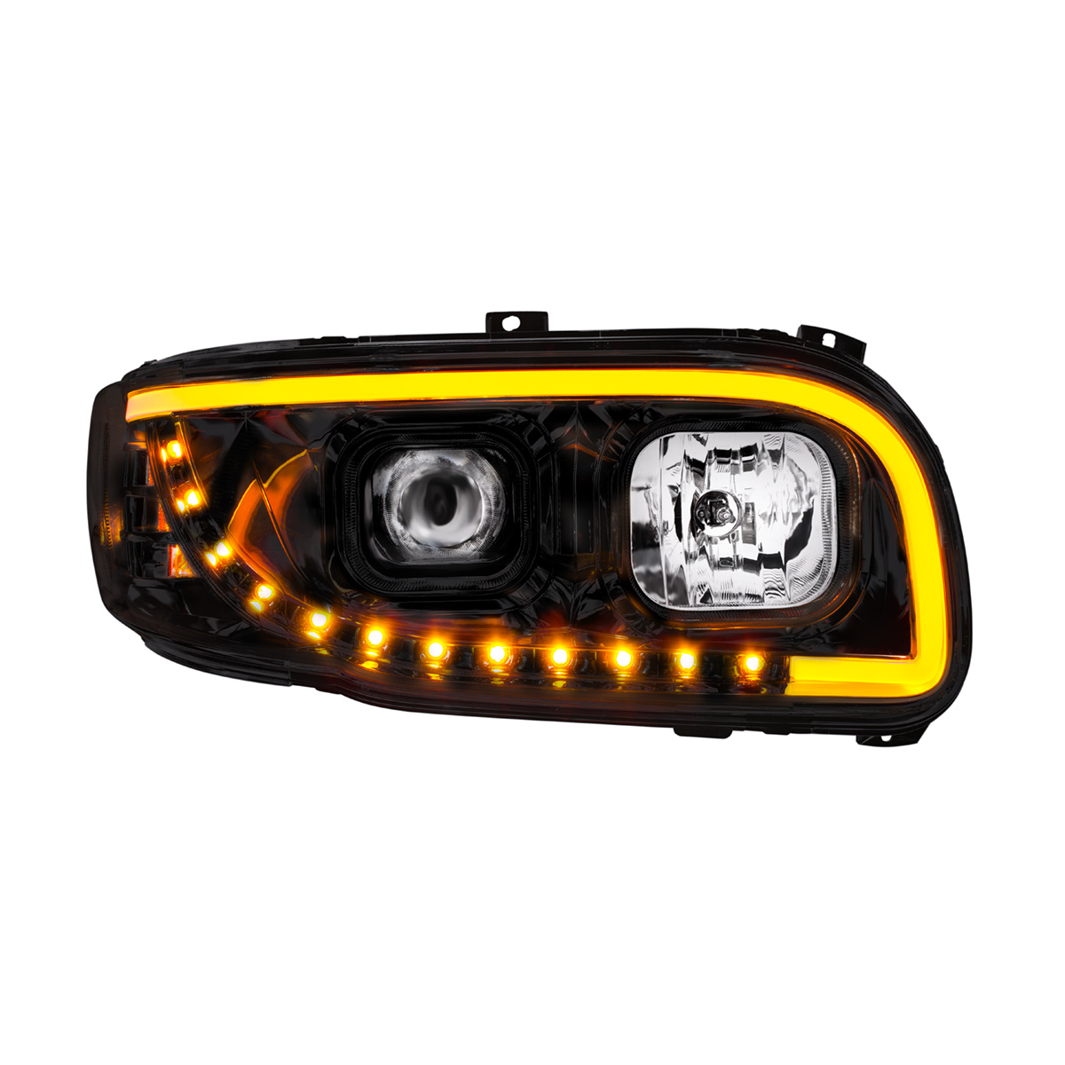 Blackout Projection Headlight With LED Turn Signal & Light Bar For 2008-2024 Peterbilt 389-Passenger - Thumbnail 4